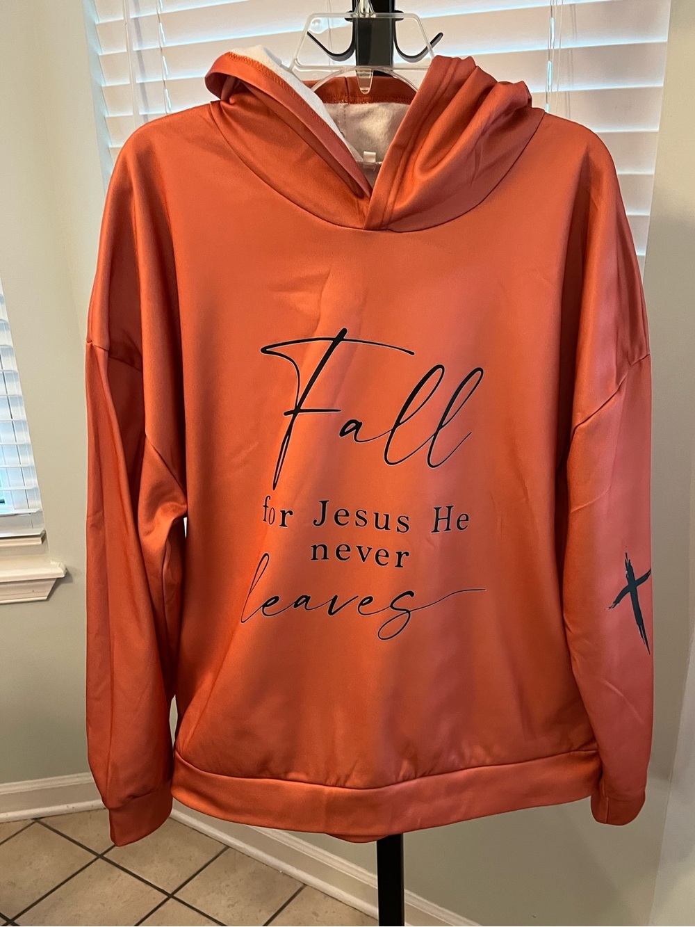 NWOT Rust Orange Hooded Sweatshirt - Faith Themed Graphic - True Size 1X
